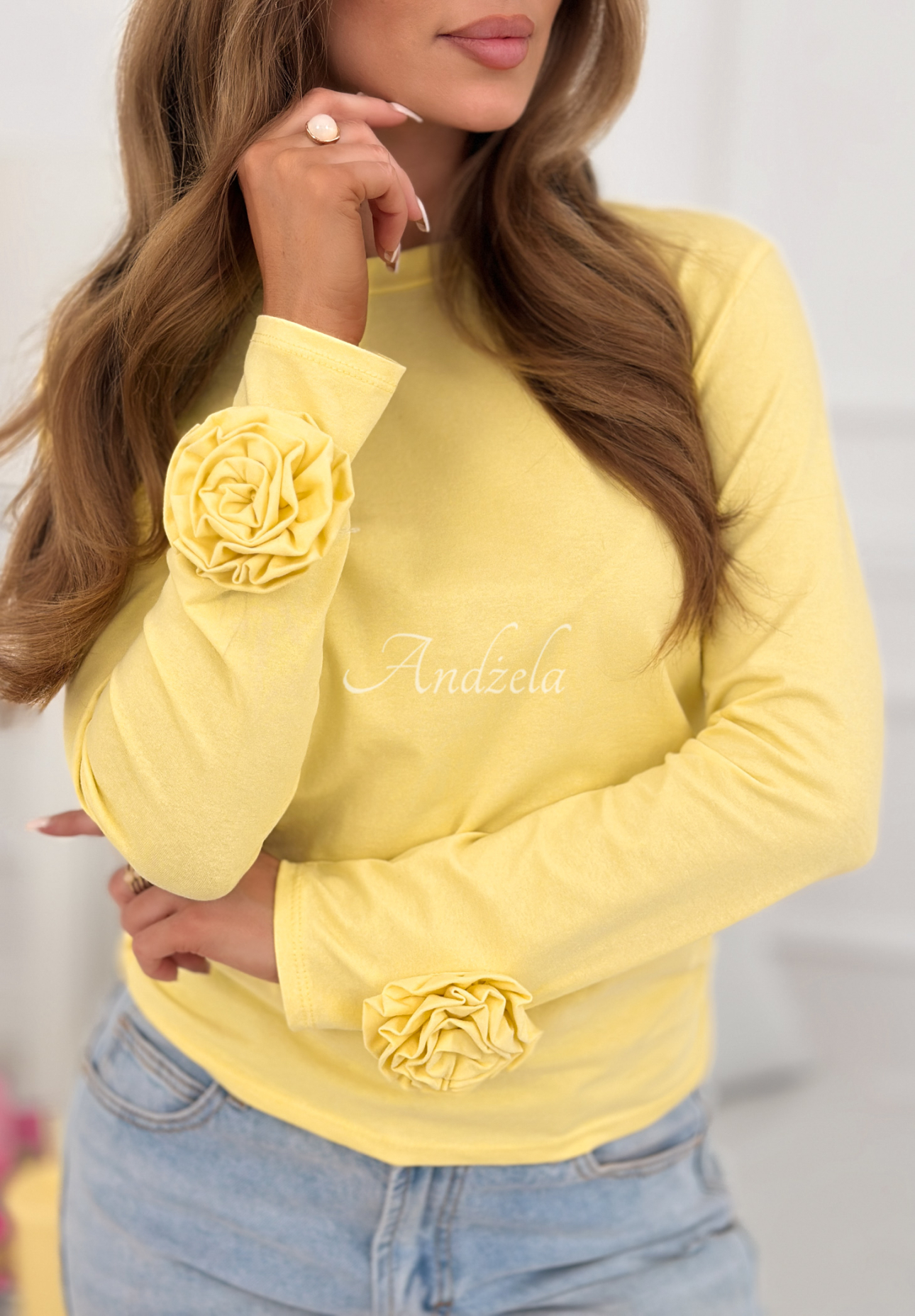 Come With Me yellow cotton blouse with roses