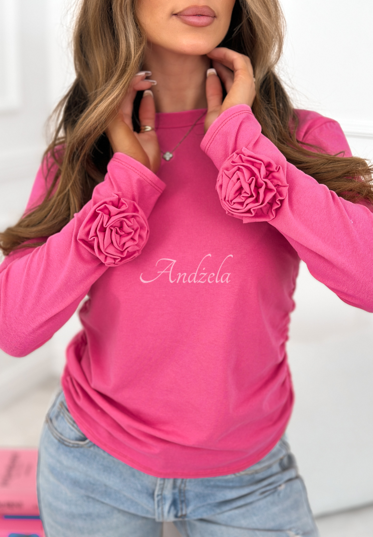 Baumwollbluse mit Rosen Come With Me Rosa