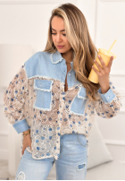 Jeans Hemd z koronką New Melody niebiesko-Weiß