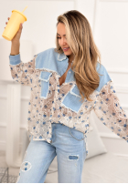 Jeans Hemd z koronką New Melody niebiesko-Weiß