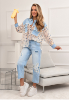 Jeans Hemd z koronką New Melody niebiesko-Weiß