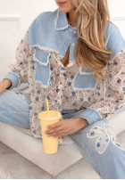 Jeans Hemd z koronką New Melody niebiesko-Weiß