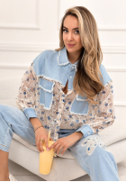 Jeans Hemd z koronką New Melody niebiesko-Weiß