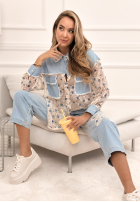 Jeans Hemd z koronką New Melody niebiesko-Weiß