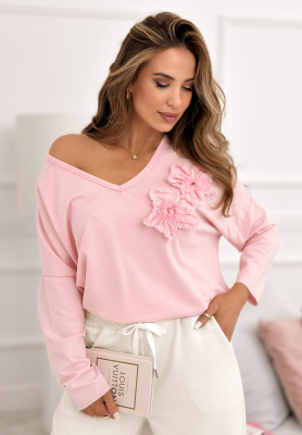 Cotton blouse with flowers Me And My Flowers powder pink