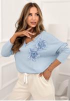 Bluse z kwiatami Me And My Flowers Himmelblau