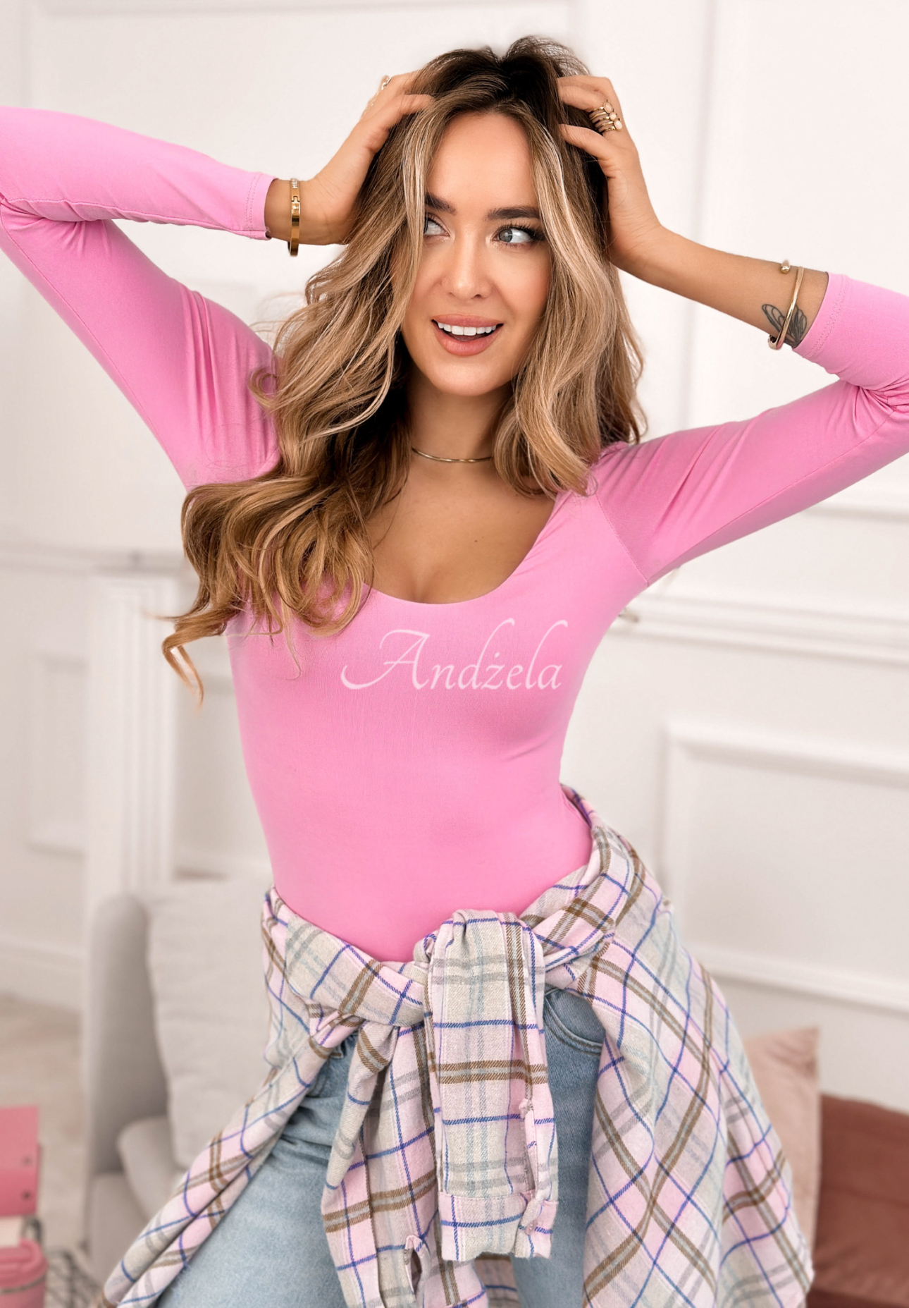 New Outfits pink long-sleeved bodysuit