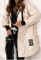 Długa pikowana Jacke z kapturem For The Season Beige