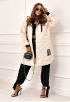 Długa pikowana Jacke z kapturem For The Season Beige