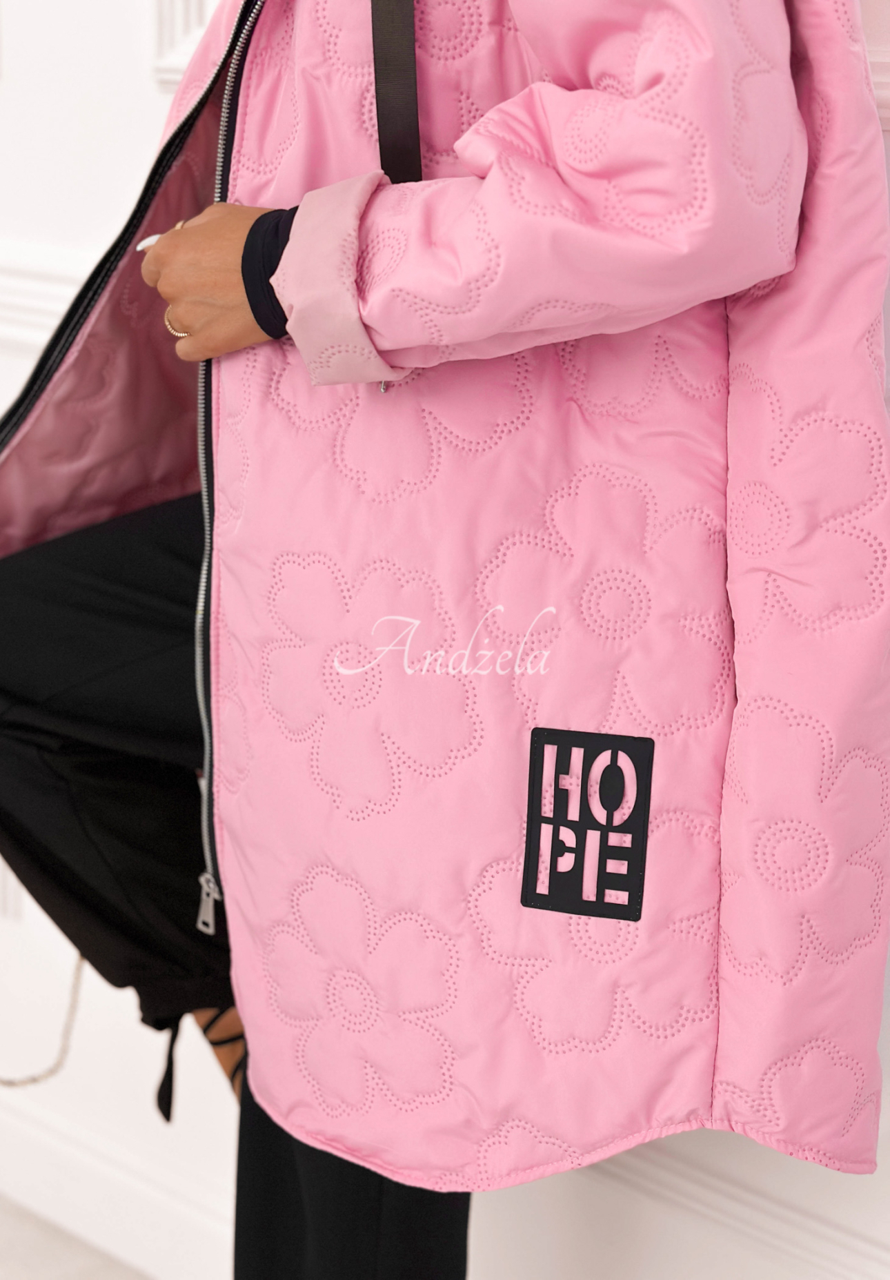 Lange Steppjacke mit Kapuze For The Season Rosa