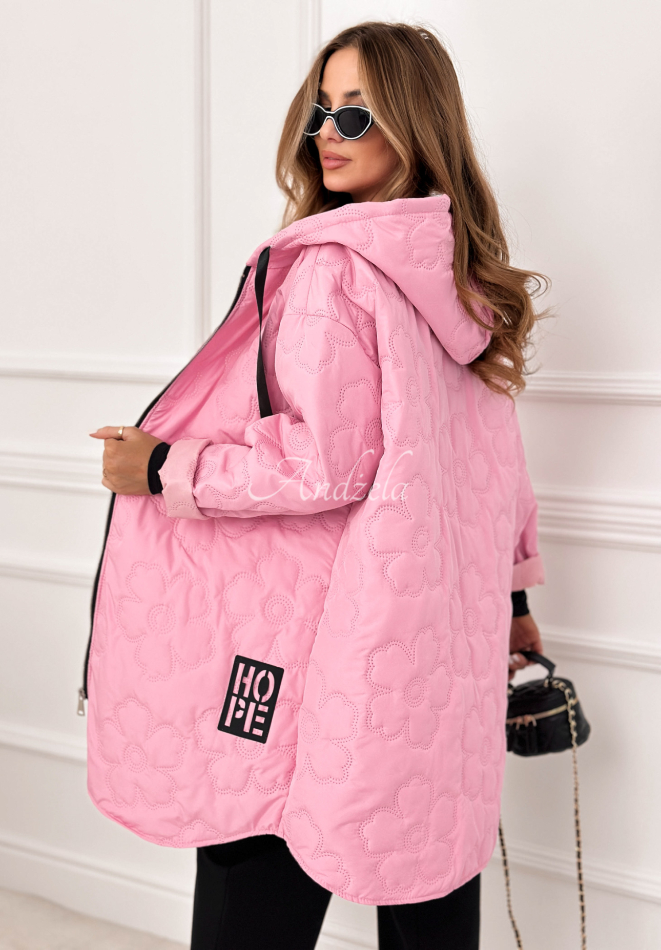 Lange Steppjacke mit Kapuze For The Season Rosa