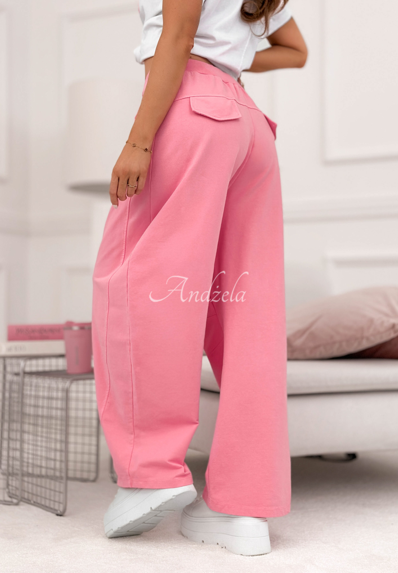 Baumwoll-Jogginghose wide leg The Game Changed Rosa