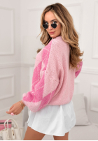 Miękki Pullover w romby Strawberry Smoothie Rosa