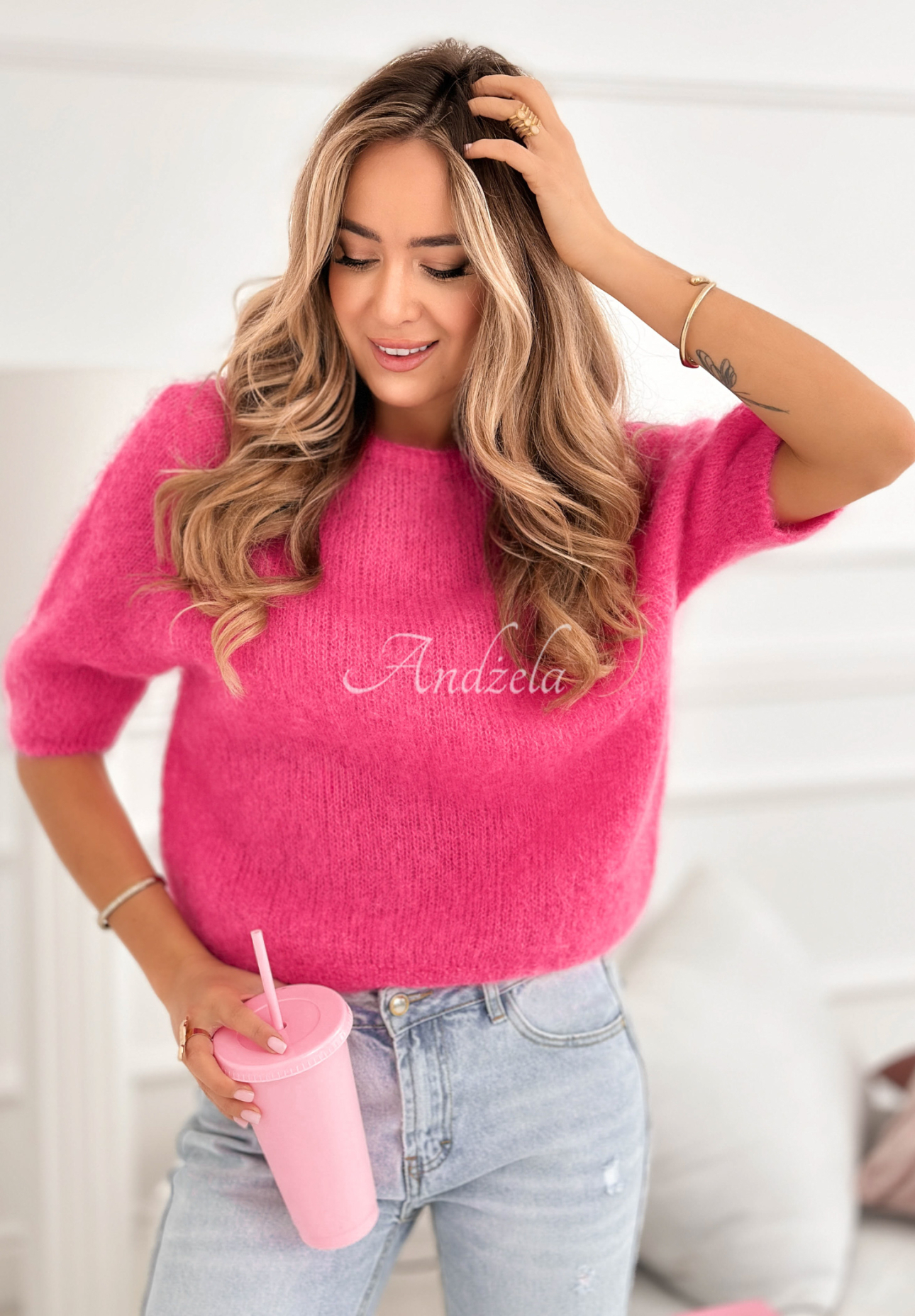 Weicher Mohairpullover One More Hug Fuchsia