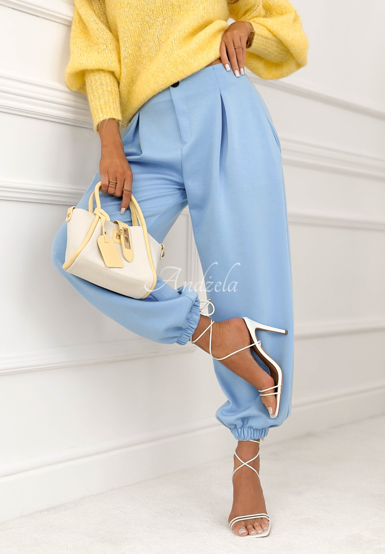 Viscose butterfly pants with cuffs What You Wanted sky blue