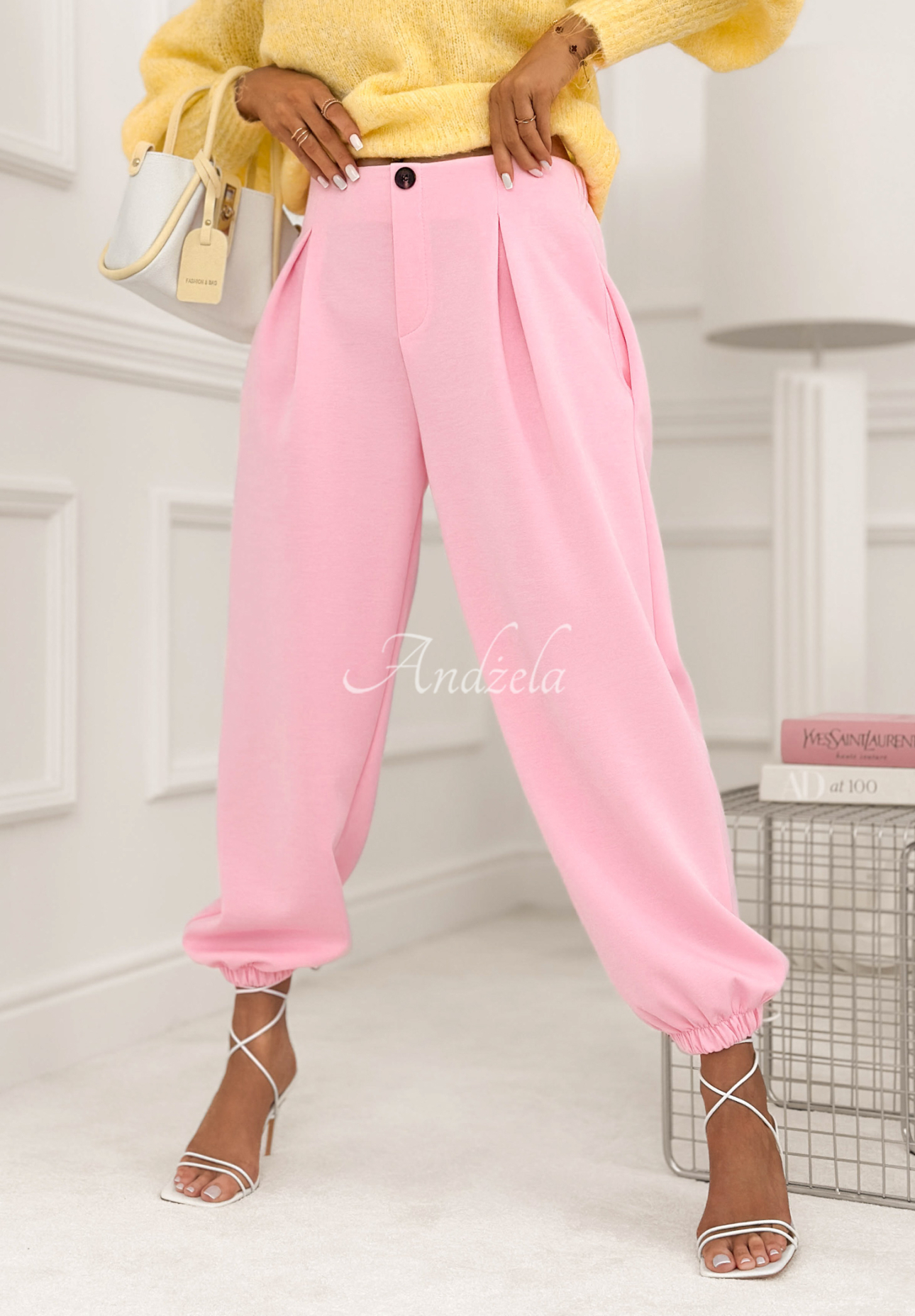Viscose butter pants with cuffs What You Wanted powder pink