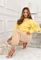 Materiałowe spodnie ze ściągaczami What You Wanted beżowe