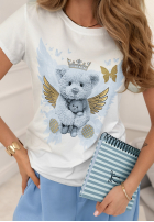 T-Shirt z nadrukiem Angel Bear biało-Himmelblau