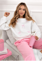 Sweatshirt z haftowanymi kokardkami Bow Specials Weiß