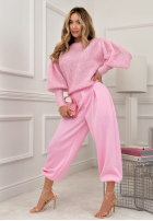 Miękki Pullover z bufkami Colorful Clouds Puderrosa