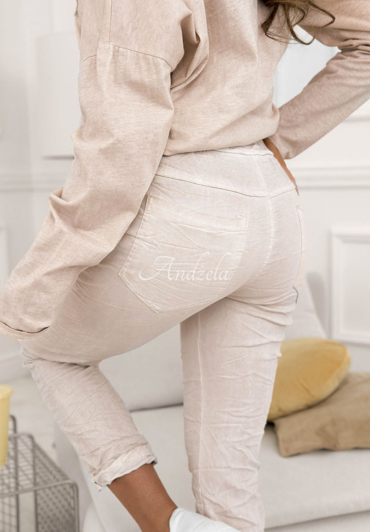 Stoffhose aus Viskose mit Pailletten Perfectly Imperfect Beige