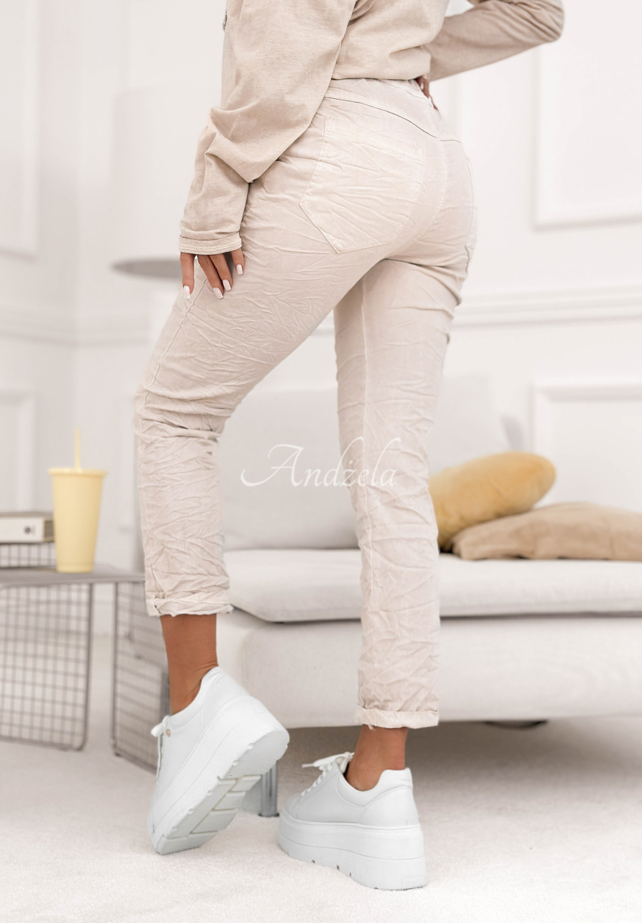 Stoffhose aus Viskose mit Pailletten Perfectly Imperfect Beige