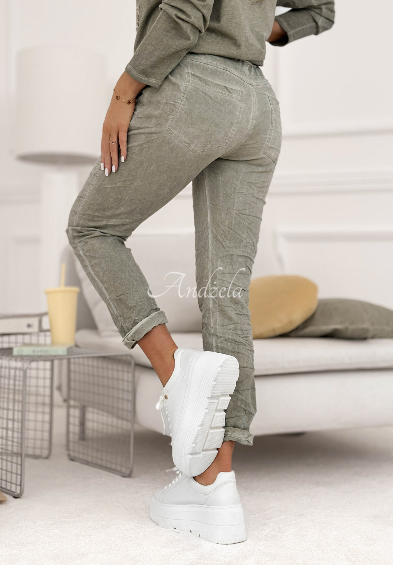 Stoffhose aus Viskose mit Pailletten Perfectly Imperfect Grau