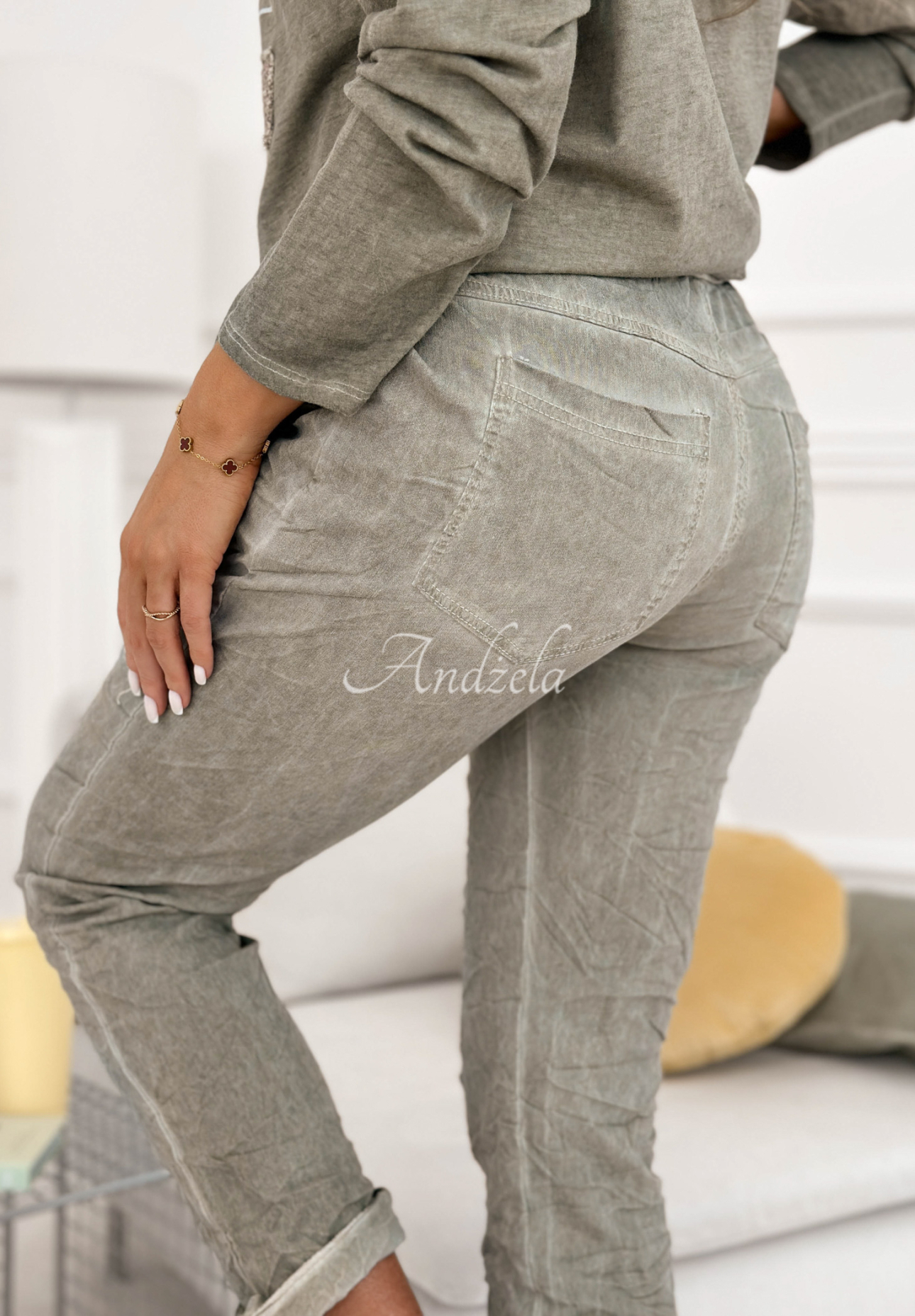 Stoffhose aus Viskose mit Pailletten Perfectly Imperfect Grau