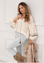 Bluse z bufiastymi rękawami boho Arkansas Views Ecru
