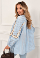 Bawełniana Bluse w paski z koronką Beauty Begins Now Himmelblau