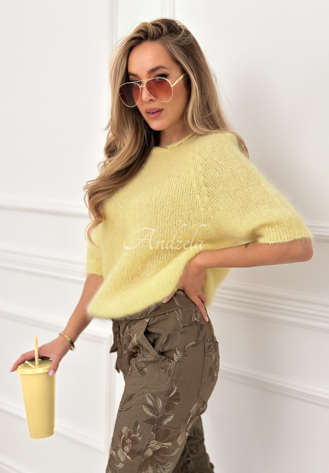 Weicher Mohairpullover One More Hug Bananengelb