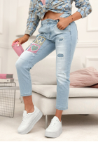 Hose Jeans mom fit z naszywkami Four Hearts Hellblau