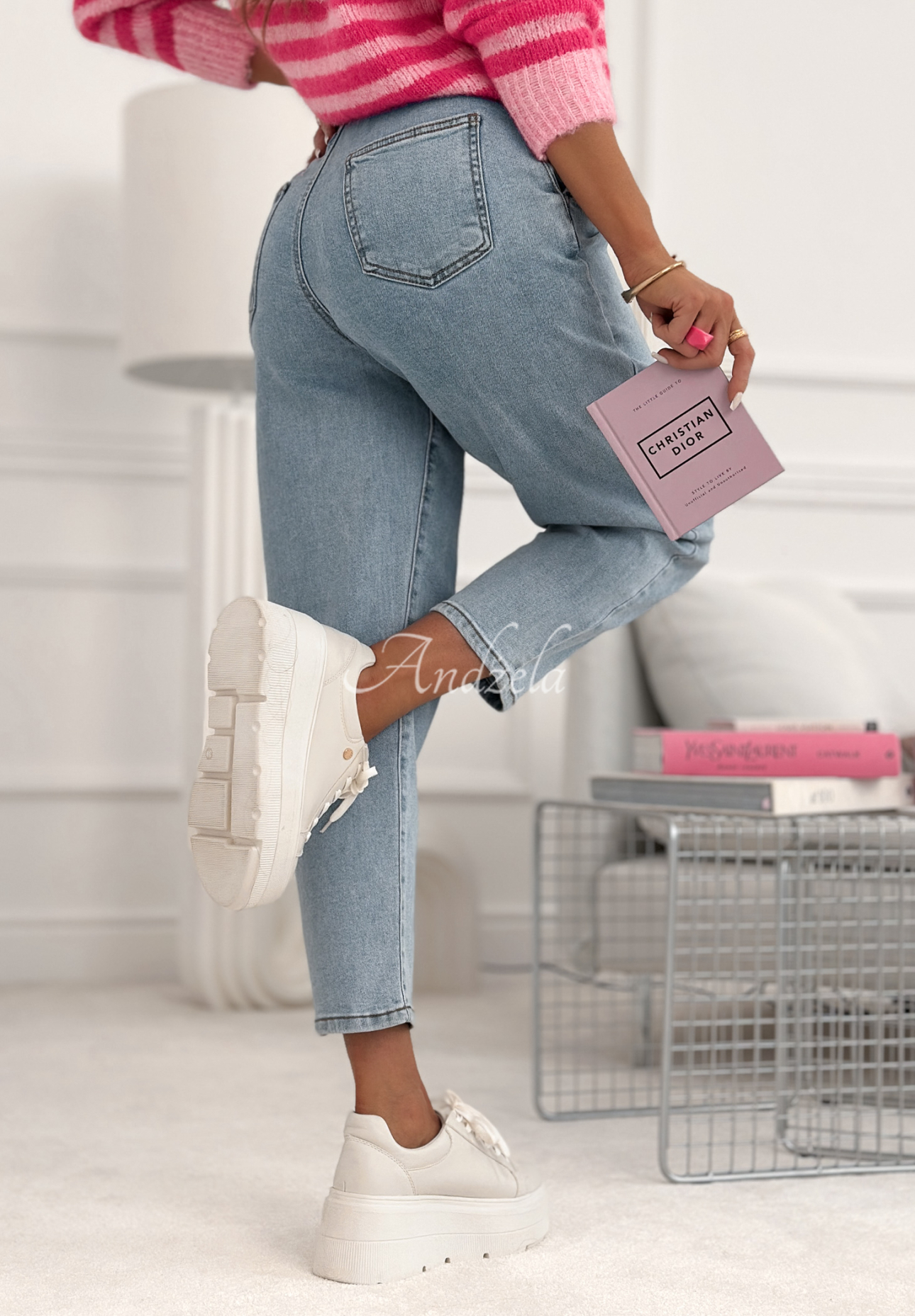 Mom-Jeans mit elastischem Bund Don’t Even Ask Blau