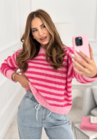 Sweter w paski Candy Lines różowy