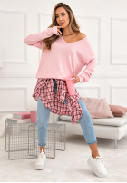 Leicht Pullover z dekoltem Sensibility Puderrosa