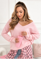Leicht Pullover z dekoltem Sensibility Puderrosa