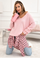 Leicht Pullover z dekoltem Sensibility Puderrosa