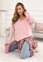 Leicht Pullover z dekoltem Sensibility Puderrosa