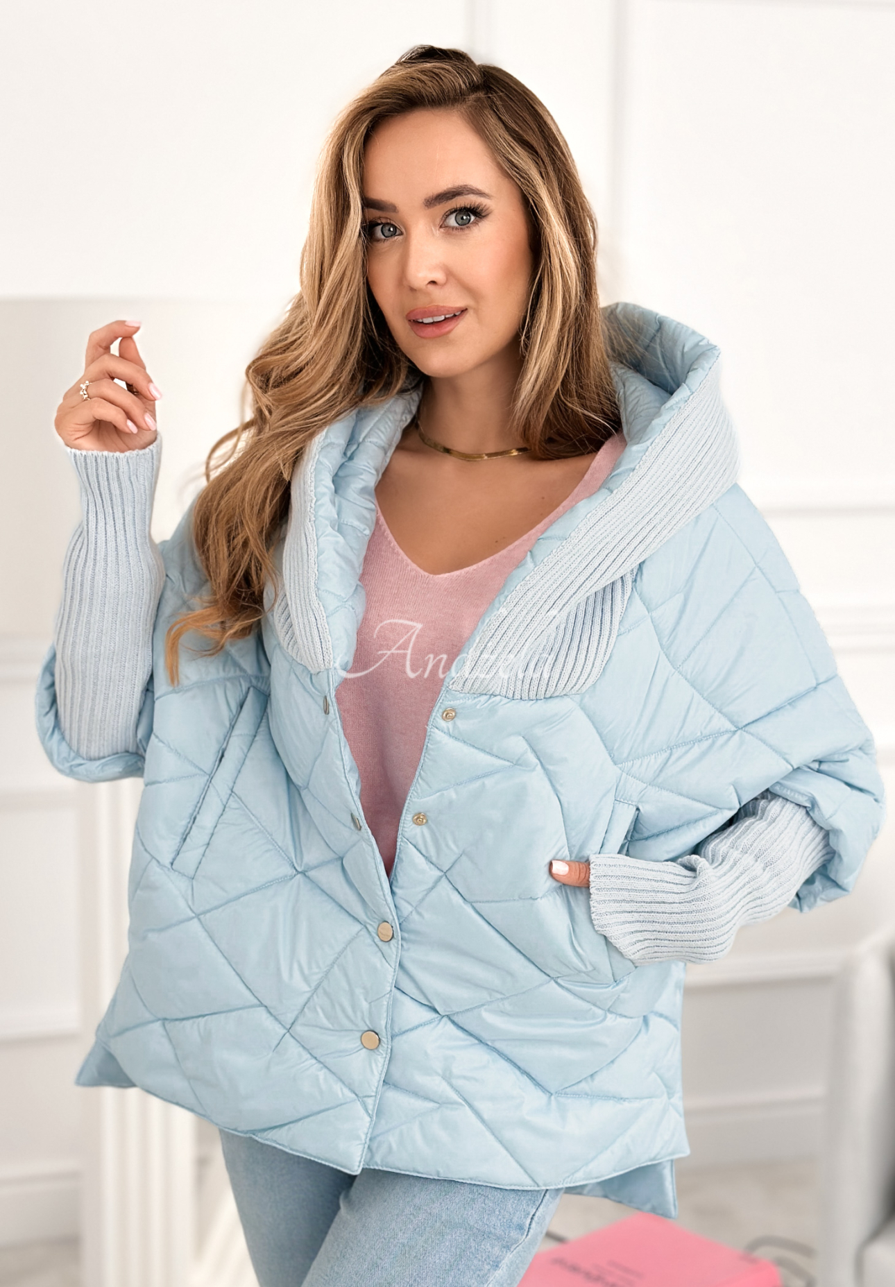 Oversize-Jacke mit Kapuze Sancha Himmelblau