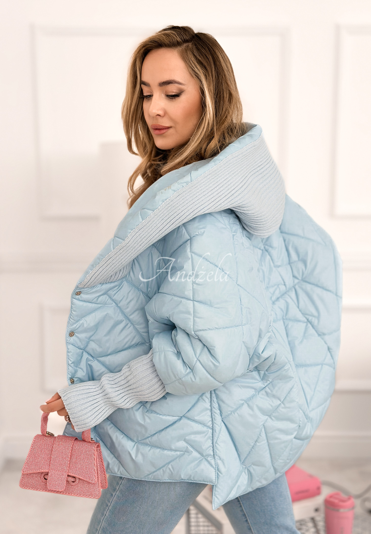Sancha oversized hooded jacket, sky blue