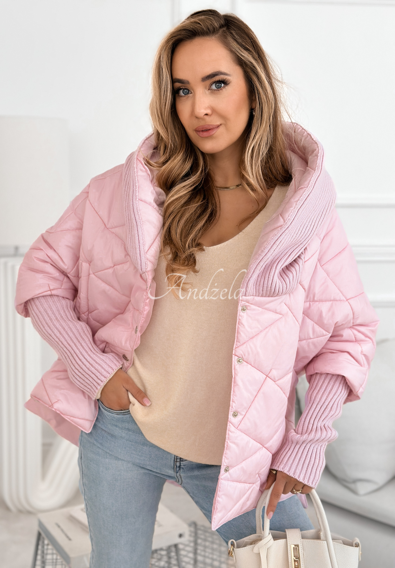 Sancha oversized hooded jacket in light pink