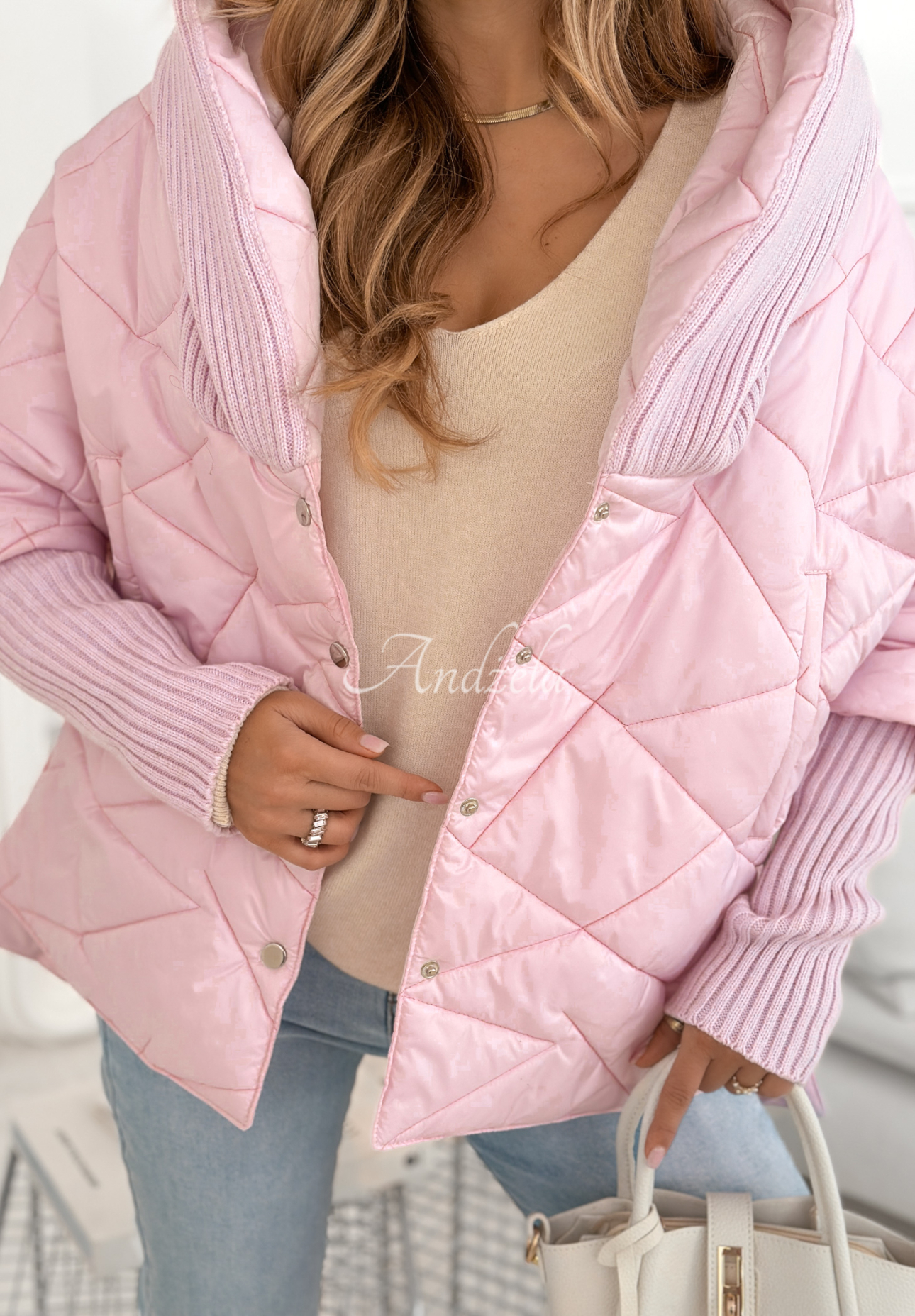 Sancha oversized hooded jacket in light pink