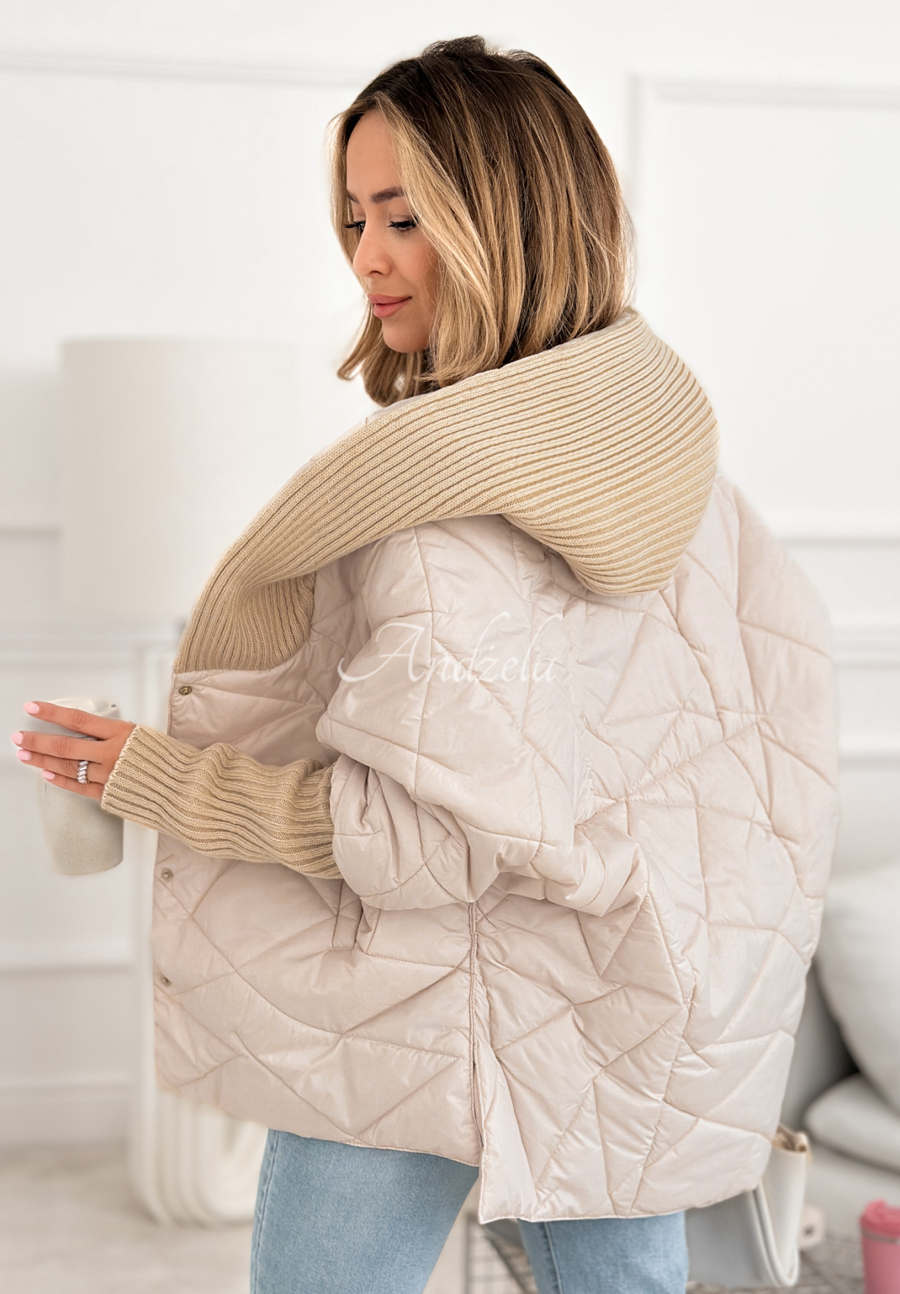 Sancha oversized hooded jacket in light beige