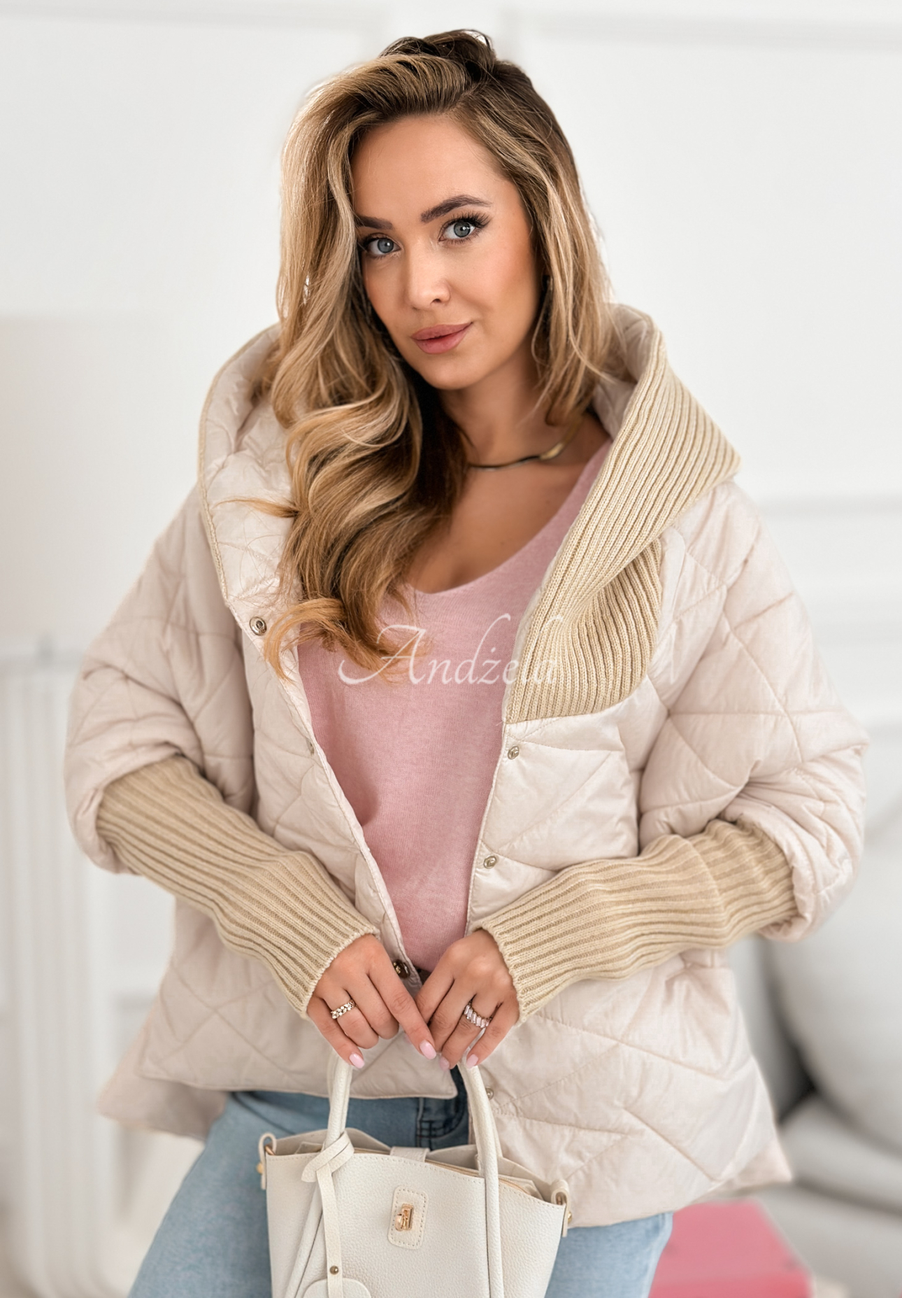 Oversize-Jacke mit Kapuze Sancha Hell Beige