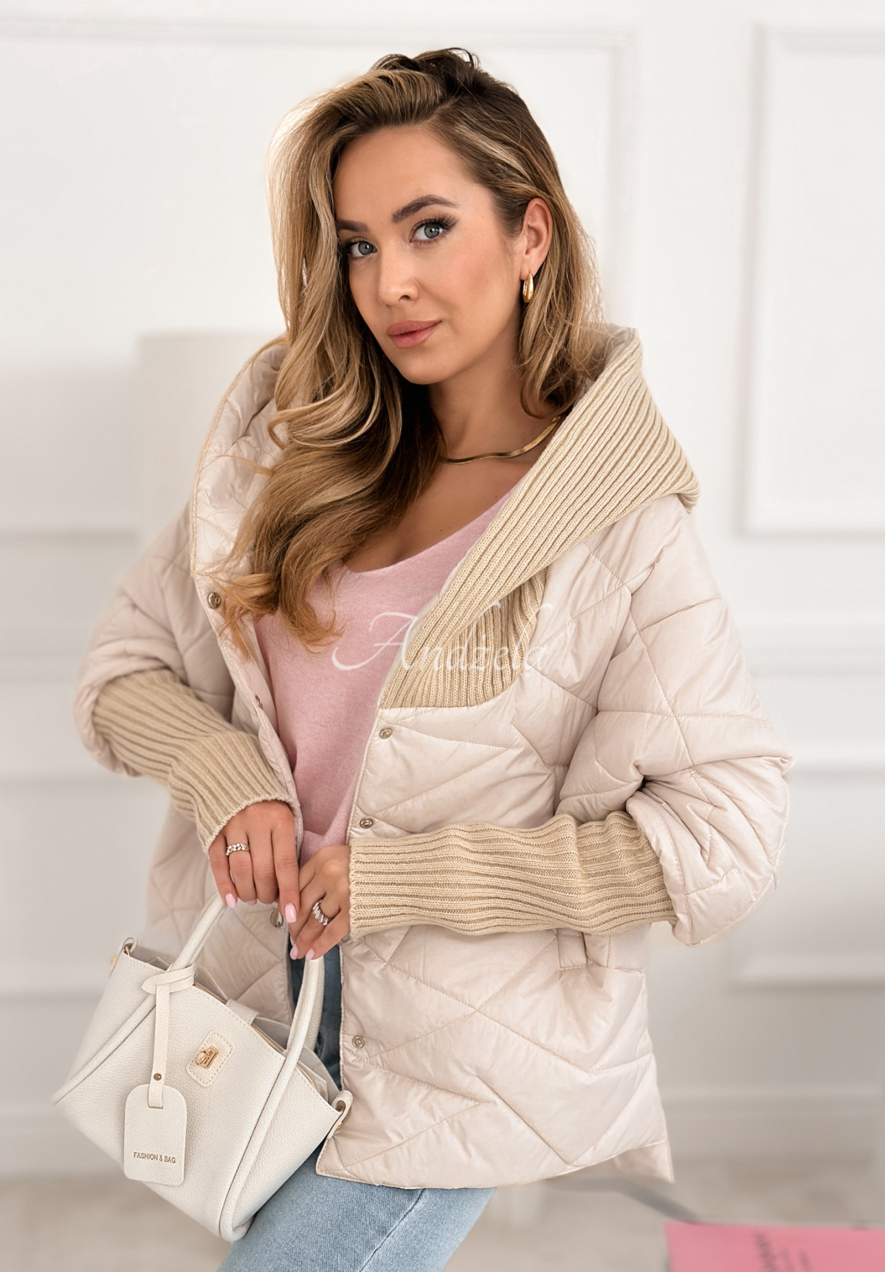 Sancha oversized hooded jacket in light beige