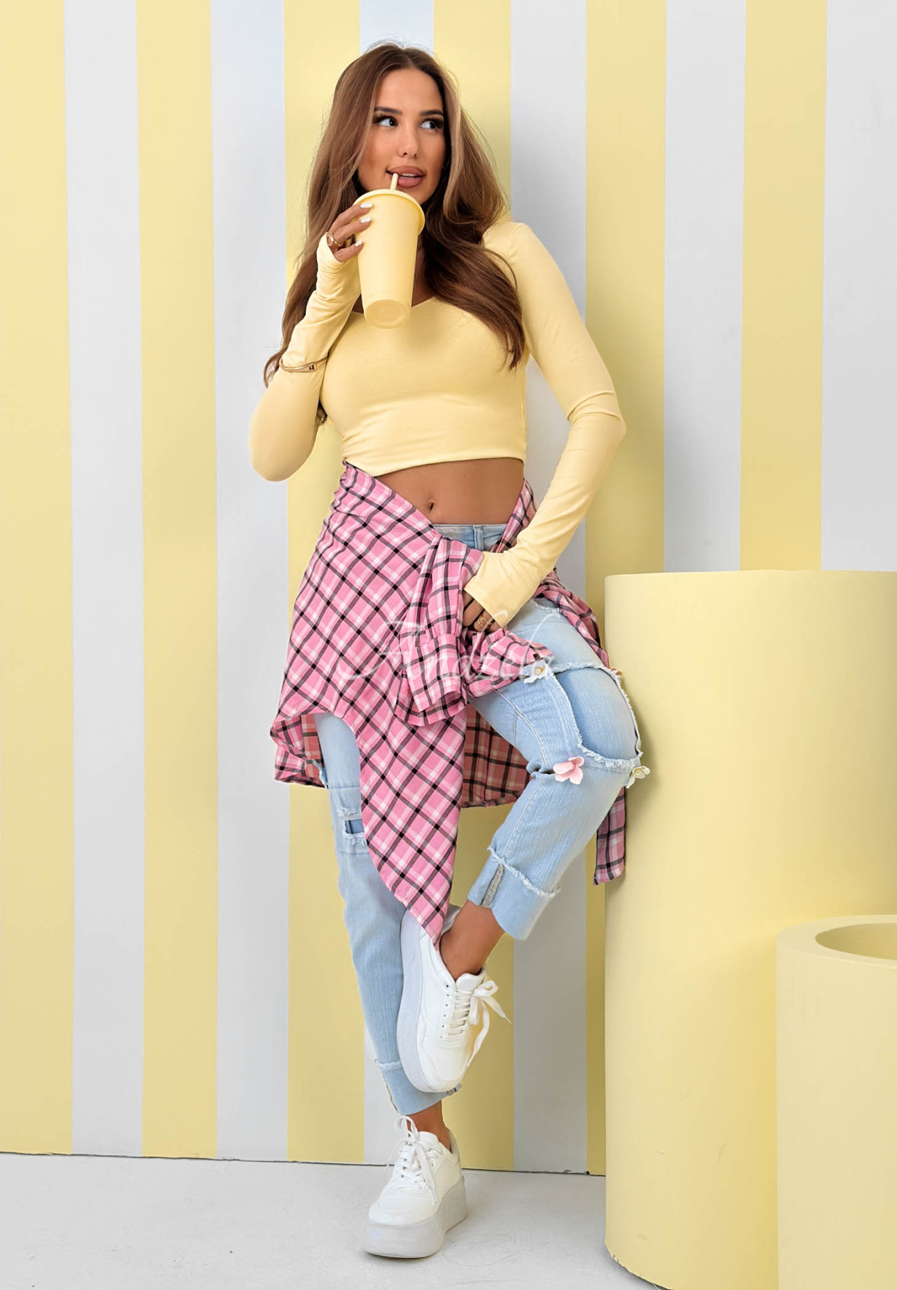 Kurzes Oberteil longsleeve New Outfits Gelb