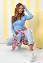 Krótka Bluse longsleeve New Outfits Himmelblau