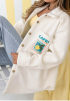 Kurtka kożuszek z nadrukami Capri Dolce Vita ecru