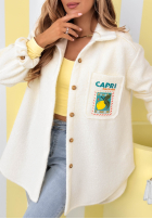 Kurtka kożuszek z nadrukami Capri Dolce Vita ecru