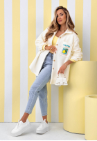 Jacke kożuszek z nadrukami Capri Dolce Vita Ecru